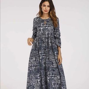 Tribal print front keyhole Maxi dress